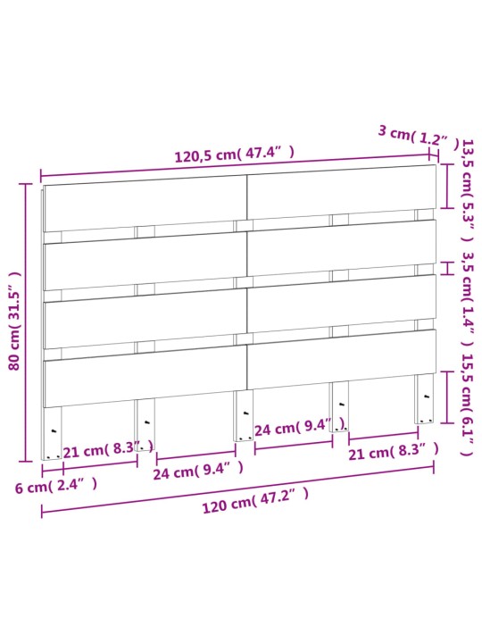 Sängynpääty ruskea 120 cm täysi mänty