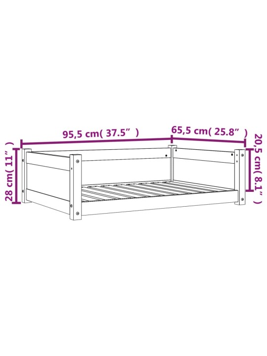 Koiransänky vahanruskea 95,5x65,5x28 cm täysi mänty