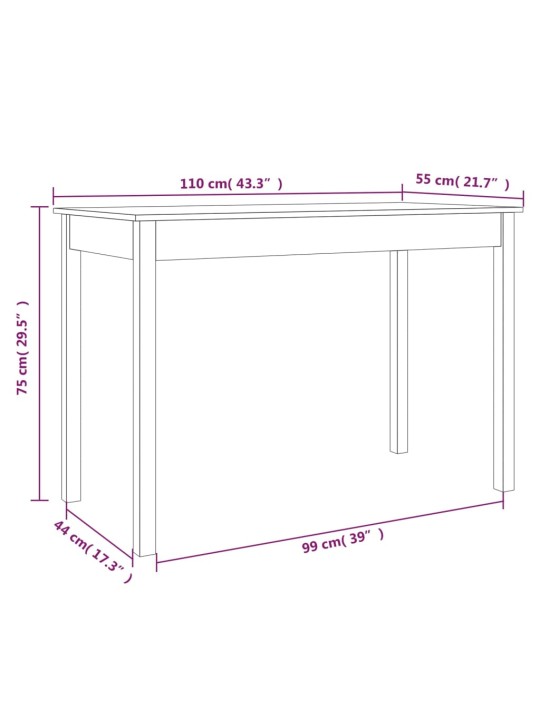 Ruokapöytä vahanruskea 110x55x75 cm täysi mänty