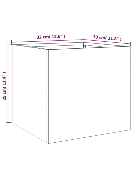 Kukkalaatikot 2 kpl oliivi 32x30x29 cm kylmävalssattu teräs