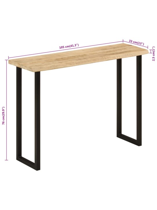 Konsolipöytä elävillä reunoilla 105x33x76 cm täysi mangopuu