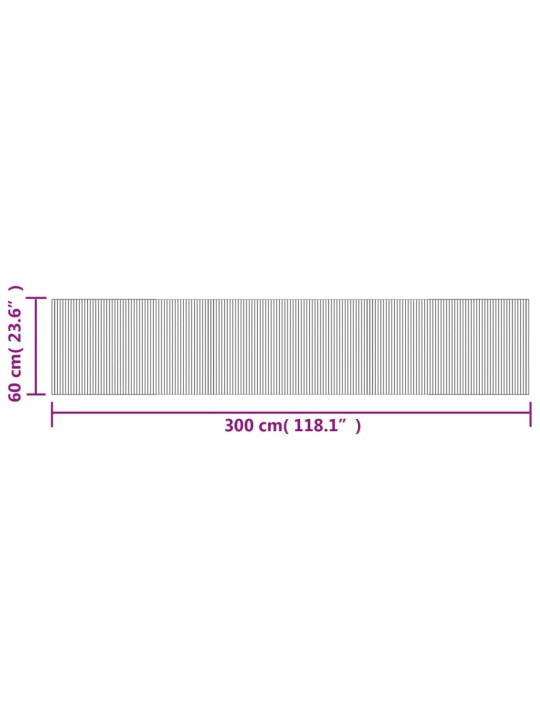 Matto suorakaide harmaa 60x300 cm bambu