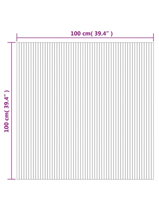 Matto suorakaide vaalea luonnollinen 100x100 cm bambu