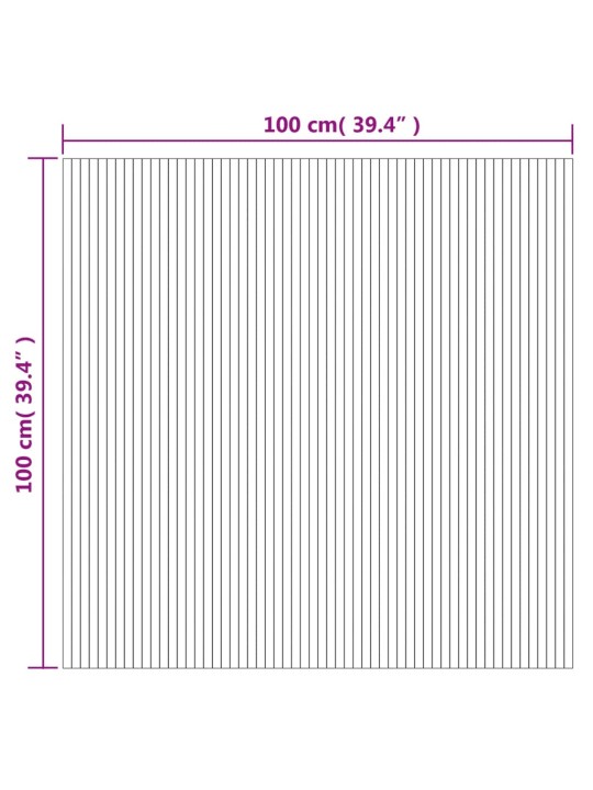 Matto suorakaide harmaa 100x100 cm bambu