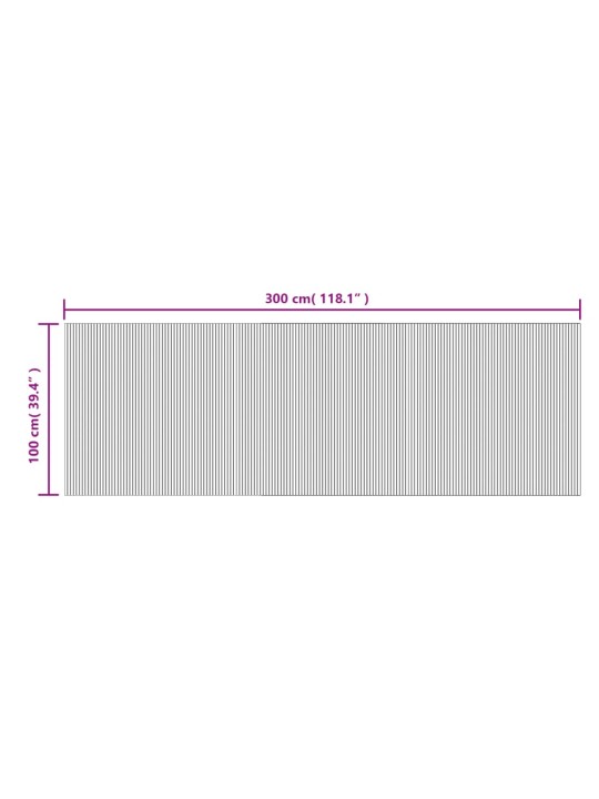 Matto suorakaide vaalea luonnollinen 100x300 cm bambu