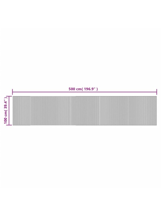 Matto suorakaide musta 100x500 cm bambu