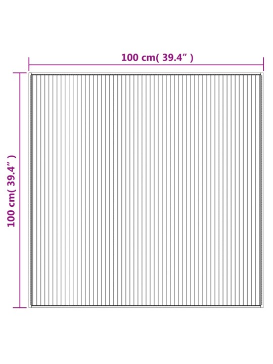 Matto neliö ruskea 100x100 cm bambu