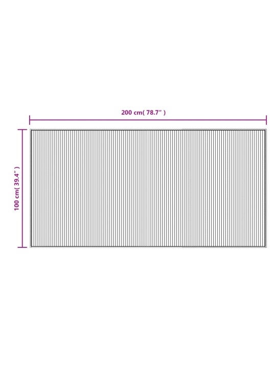 Matto suorakaide vaalea luonnollinen 100x200 cm bambu