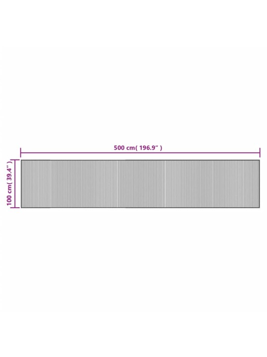 Matto suorakaide musta 100x500 cm bambu