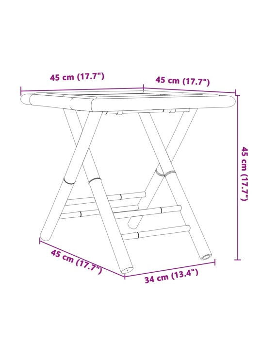 Kokoontaitettava puutarhapöytä 45x45x45 cm bambu