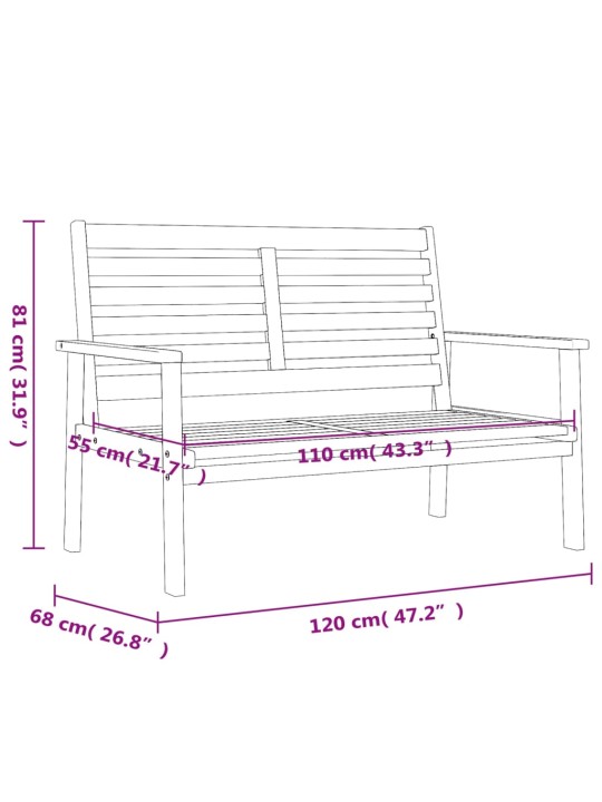 Puutarhan sohvapenkki 120 cm täysi akasiapuu