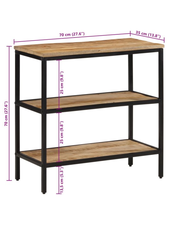 Konsolipöytä 70x35x70 cm täysi karkea mangopuu