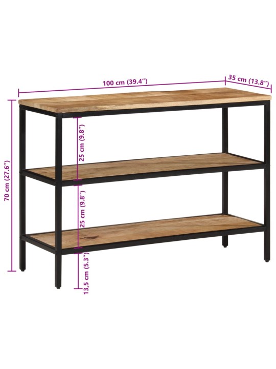 Konsolipöytä 100x35x70 cm täysi karkea mangopuu