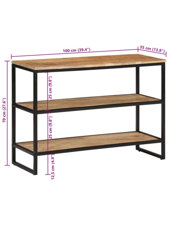 Konsolipöytä 100x35x70 cm täysi karkea mangopuu