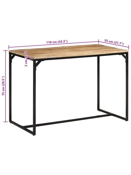 Ruokapöytä 110x55x75 cm täysi karkea mangopuu