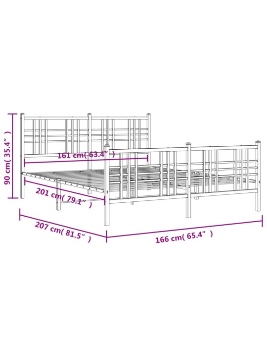 Metallisängynrunko ilman patjaa päätylevy musta 160x200 cm
