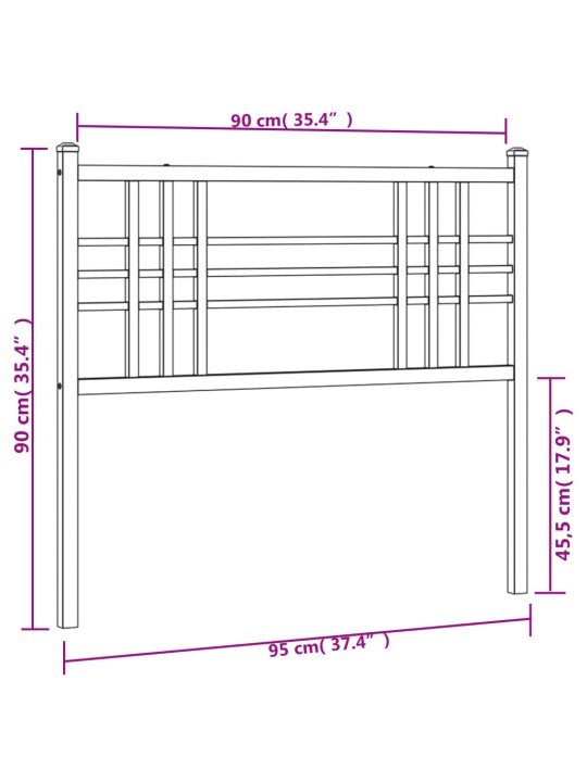 Metallinen sängynpääty musta 90 cm