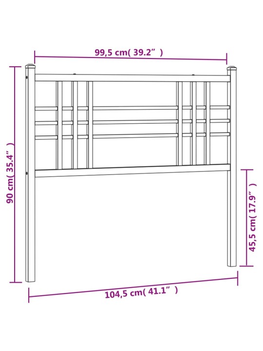 Metallinen sängynpääty musta 100 cm