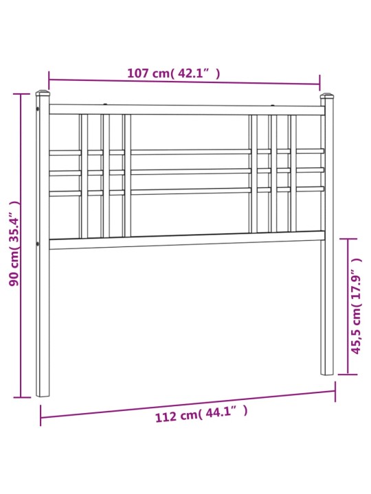 Metallinen sängynpääty musta 107 cm