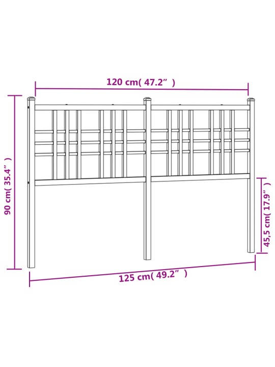 Metallinen sängynpääty musta 120 cm