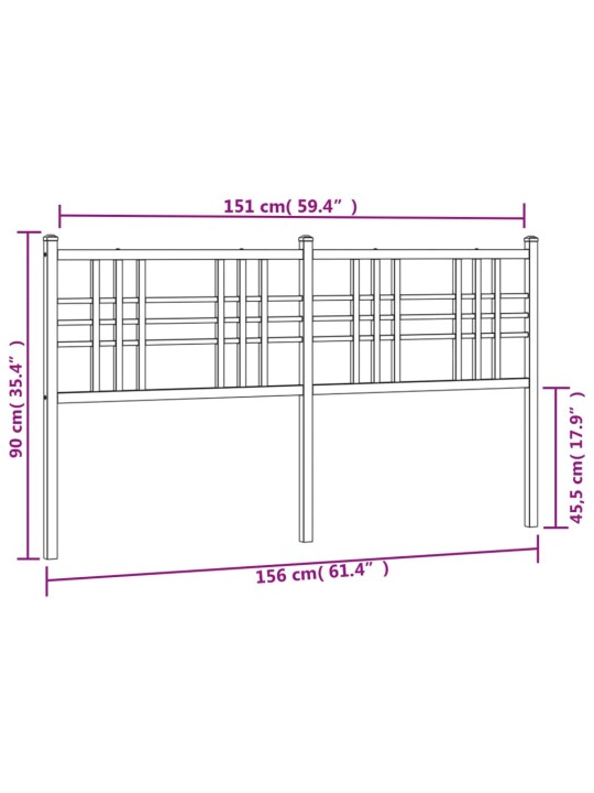 Metallinen sängynpääty musta 150 cm