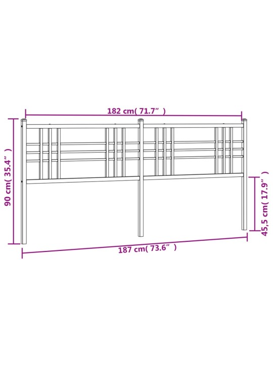 Metallinen sängynpääty musta 180 cm