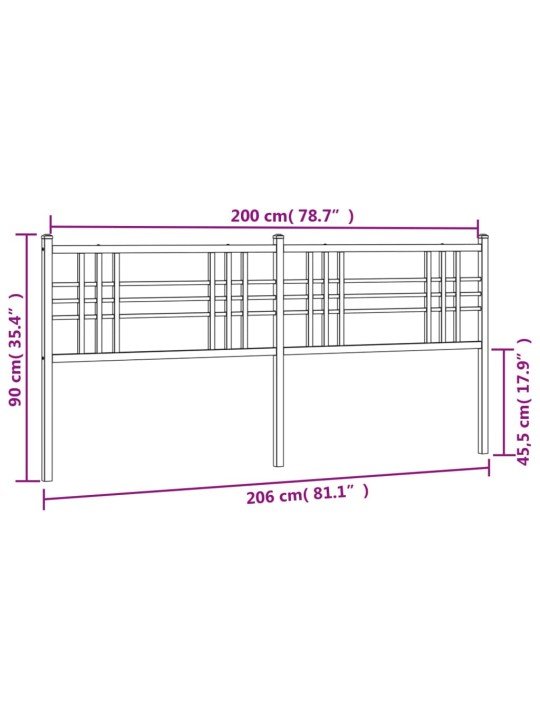 Metallinen sängynpääty musta 200 cm