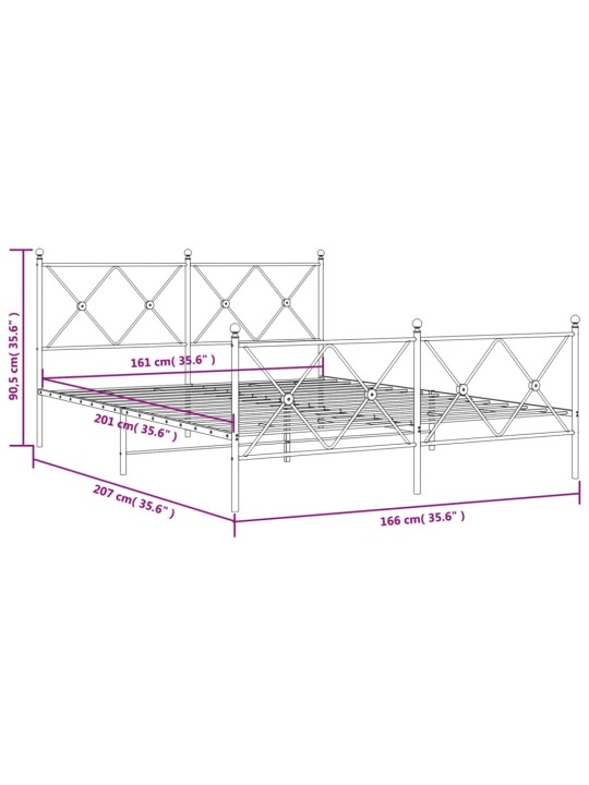 Metallisängynrunko ilman patjaa päätylevy musta 160x200 cm