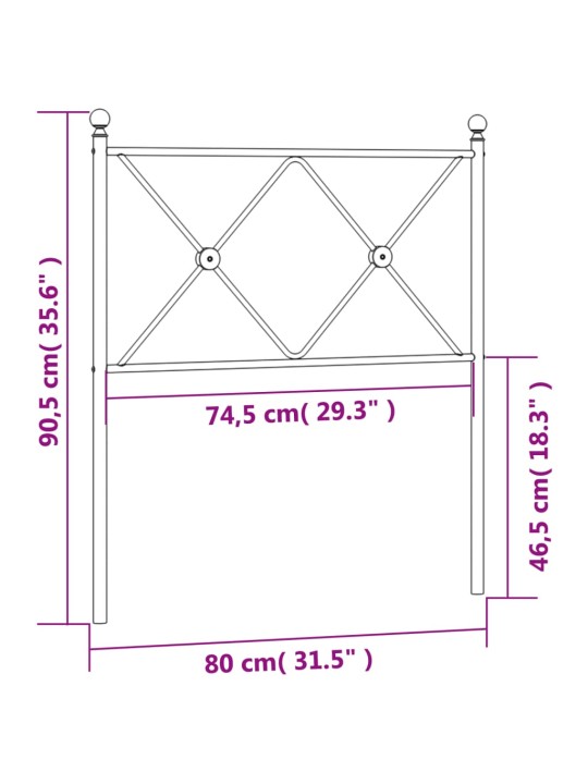 Metallinen sängynpääty musta 75 cm