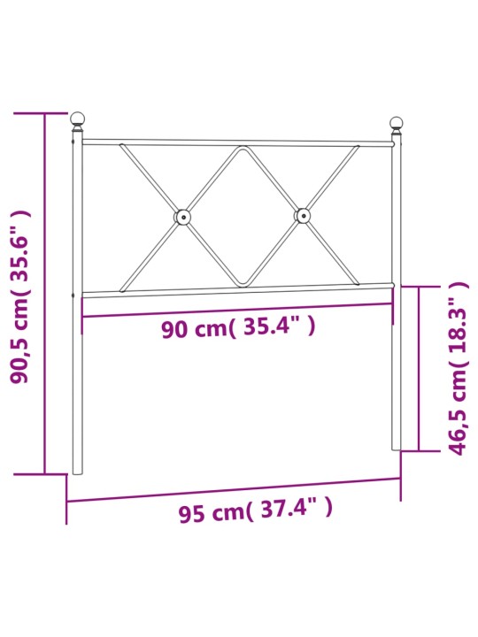 Metallinen sängynpääty musta 90 cm