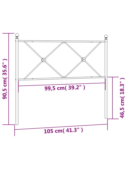 Metallinen sängynpääty musta 100 cm