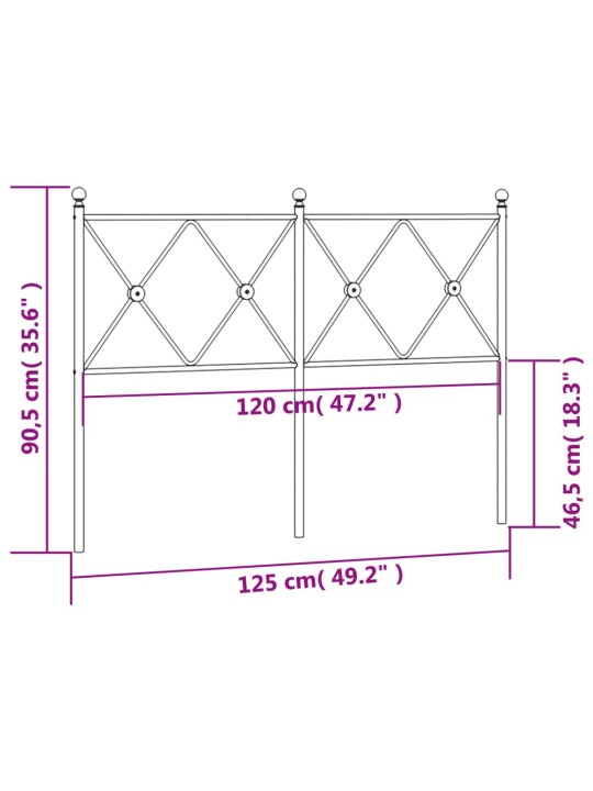 Metallinen sängynpääty musta 120 cm