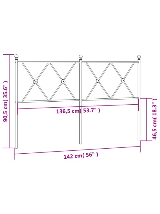 Metallinen sängynpääty musta 137 cm