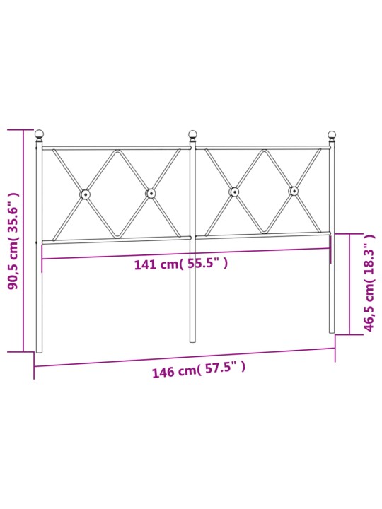 Metallinen sängynpääty musta 140 cm