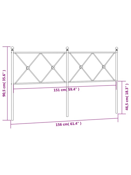 Metallinen sängynpääty musta 150 cm