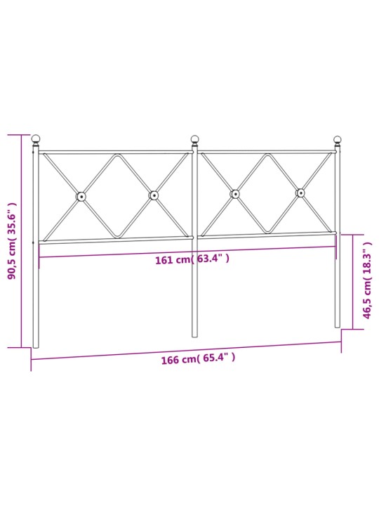 Metallinen sängynpääty musta 160 cm