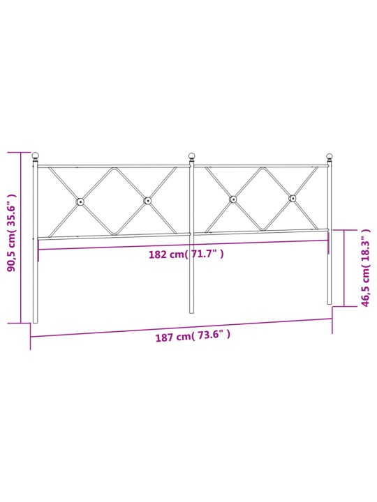 Metallinen sängynpääty musta 180 cm