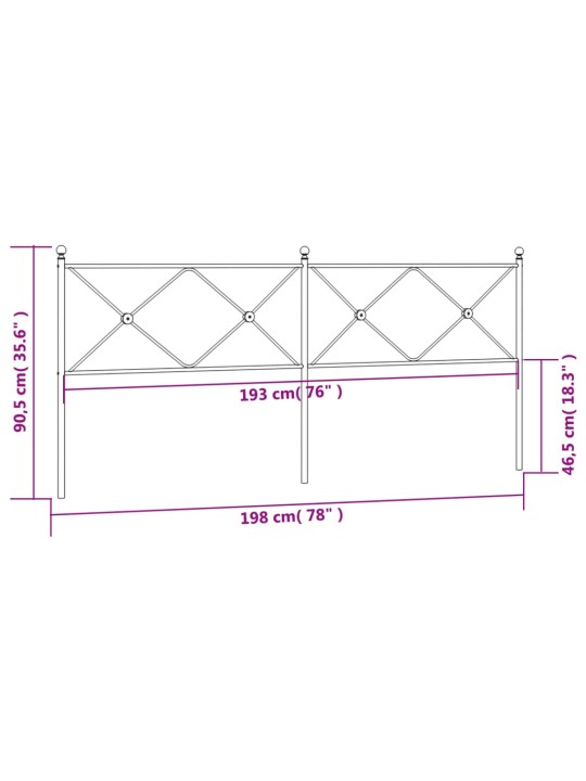 Metallinen sängynpääty musta 193 cm