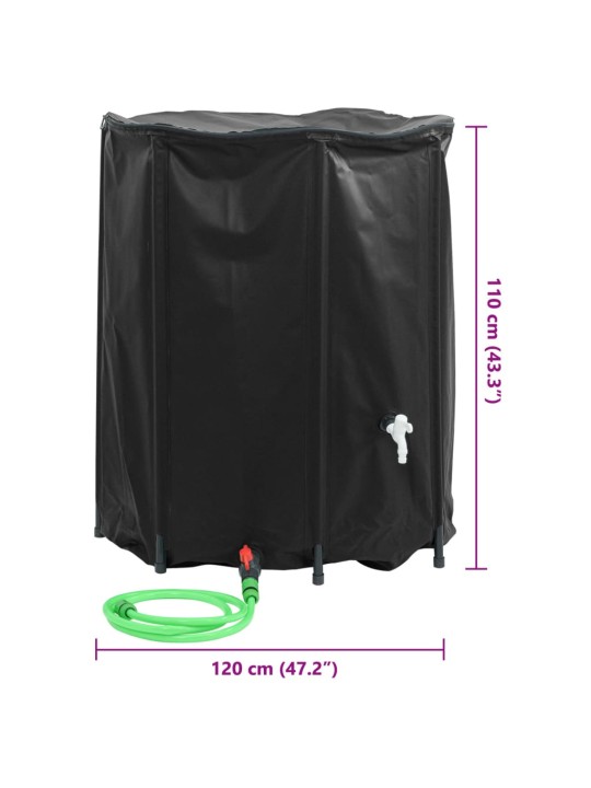 Taitettava vesisäiliö hanalla 1250 l PVC