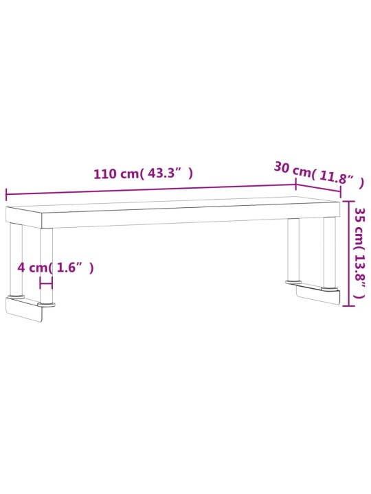 Keittiön työtason hylly 110x30x35 cm ruostumaton teräs