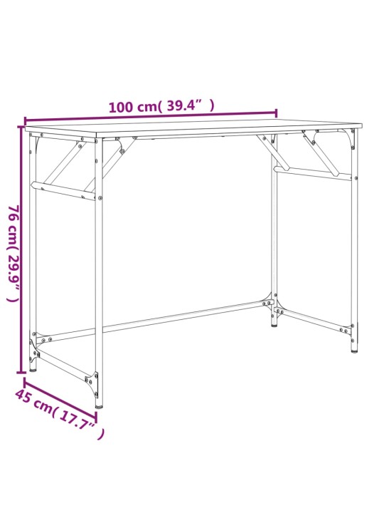 Työpöytä musta 100x45x76 cm tekninen puu ja jauhemaalattu teräs