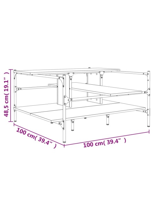 Sohvapöytä musta 100x100x48,5 cm tekninen puu