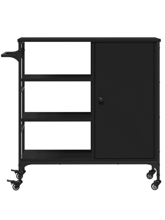 Keittiövaunu musta 87,5x38,5x84,5 cm tekninen puu