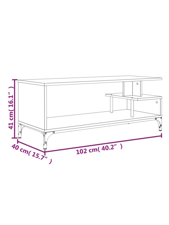 TV-taso musta 102x40x41 cm tekninen puu ja jauhemaalattu teräs