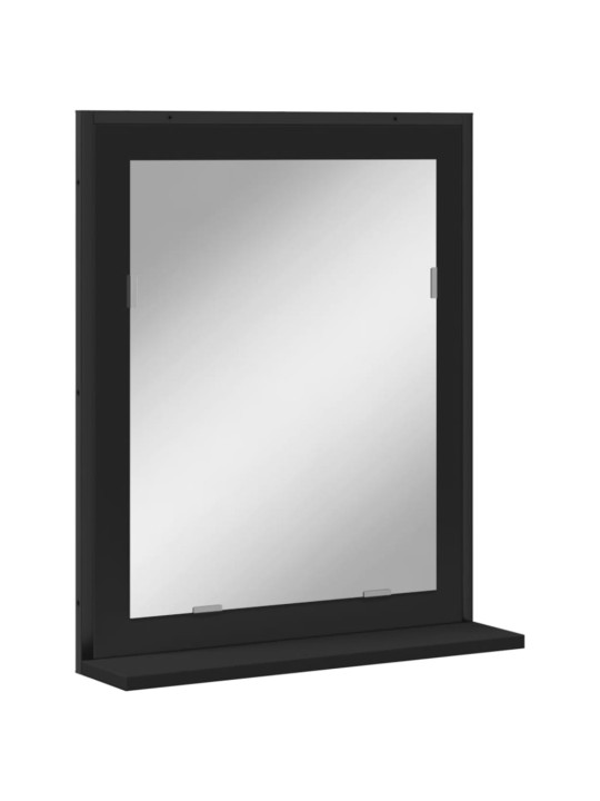 Kylpyhuonepeili hyllyllä musta 50x12x60 cm tekninen puu