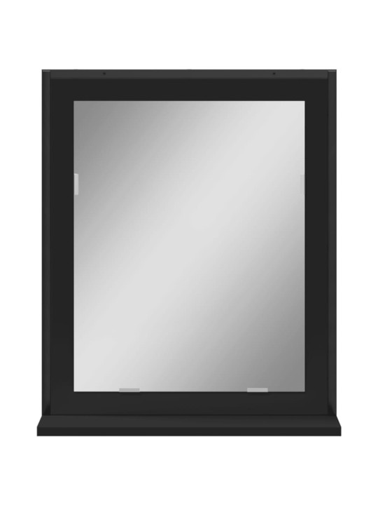 Kylpyhuonepeili hyllyllä musta 50x12x60 cm tekninen puu