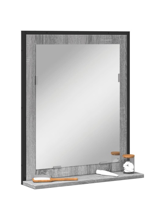 Kylpyhuonepeili hyllyllä harmaa sonoma 50x12x60 cm tekninen puu