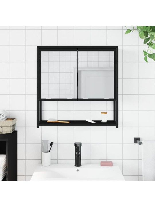 Kylpyhuoneen peilikaappi musta 60x16x60 cm tekninen puu