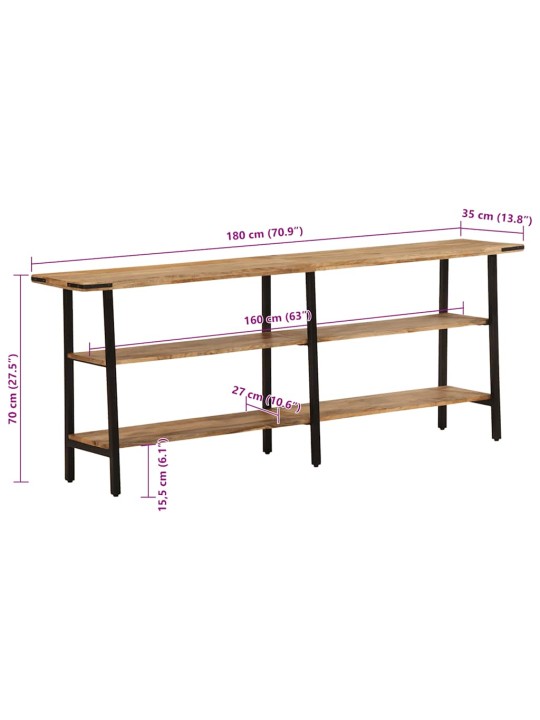 konsolipöytä 180x35x70 cm massiivipuu mango