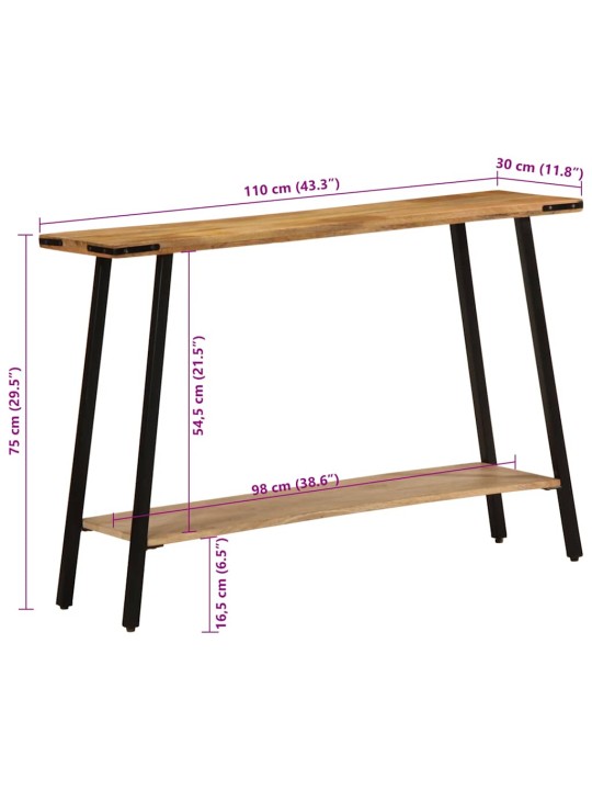Konsolipöytä 110x30x75 cm täysi mangopuu
